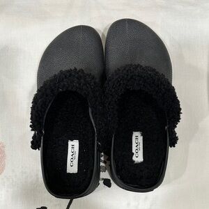 Coach Black Lola Shearling Clogs